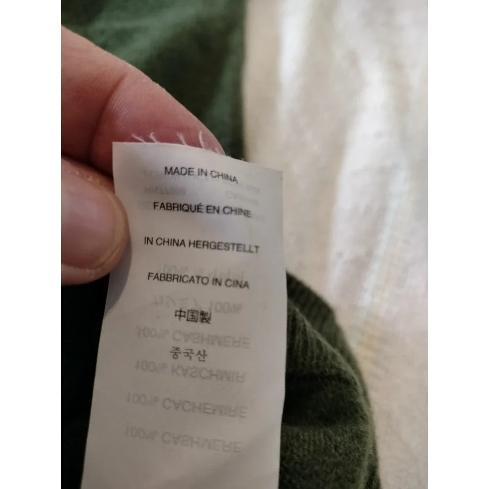 J. Crew Collection Italian Cashmere V-Neck Sweater XL Green Kangaroo Pocket Pouc